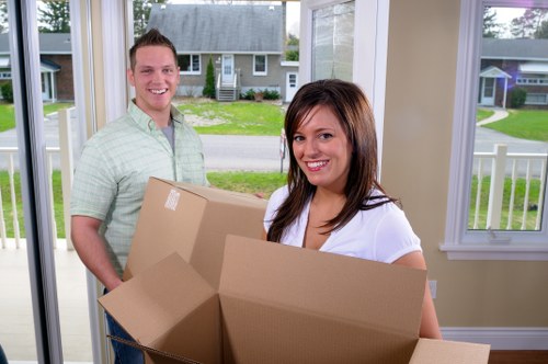 Organised home move with packed items ready for transport