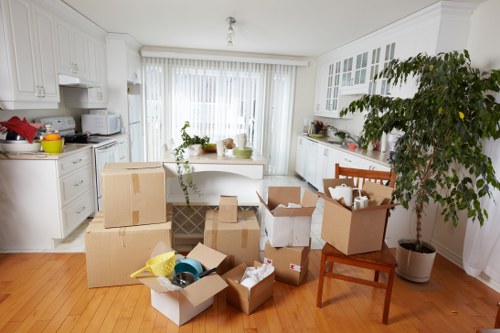 Packed household items ready for a Lambeth removal