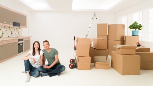 Removal van and packing boxes ready for a local move