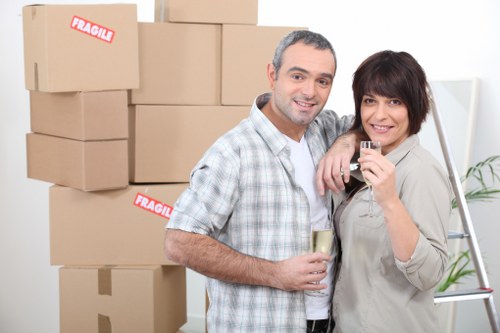 Packed boxes and furniture prepared for transport